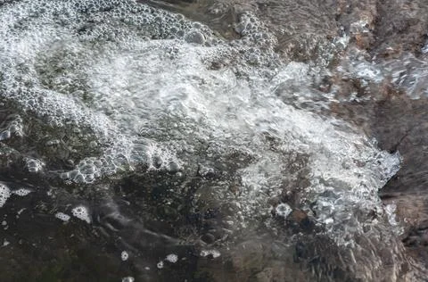 Rough water close-up, currents on river after heavy rain, Rough flow mountain Stock Photos
