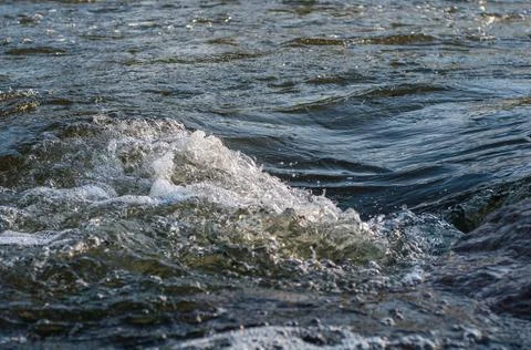 Rough water close-up, currents on river after heavy rain, Rough flow mountain Stock Photos