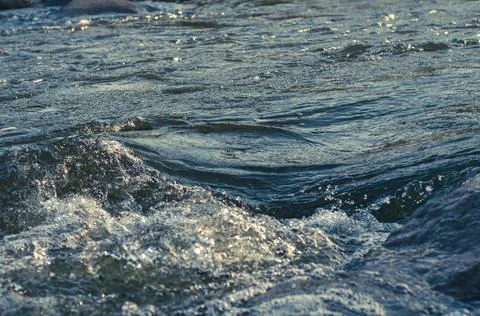 Rough water close-up, currents on river after heavy rain, Rough flow mountain Stock Photos