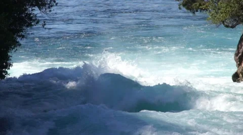 Rough waters of Huka Falls Stock Footage 44649870