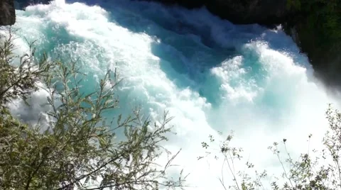 Rough waters of Huka Falls Stock Footage 44650013