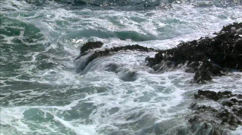 Rough wave cliff HQ slowmo Stock Footage 279451