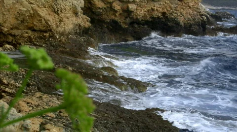 Rough waves at coast Stock Footage 278974