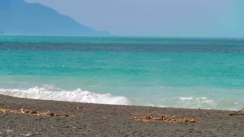 Rough waves crashing on the beach Stock Footage 257653443
