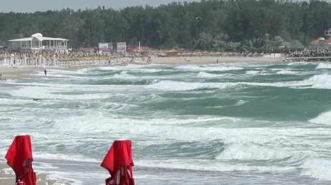 Rough Waves on Shore Stock Footage 51017135