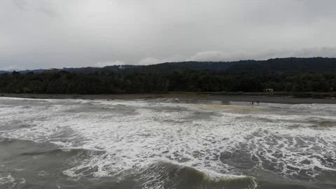 Rough waves towards beach Stock Footage 127133097