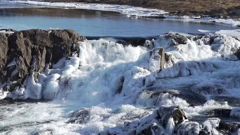 Rough winter mountain river closeup Stock Footage 89806845