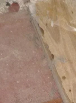 Rough wood background with different elements and dark illumination Foto stock