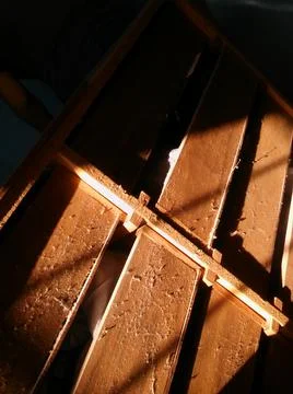 Rough wood background with different elements and dark illumination Stock Photos