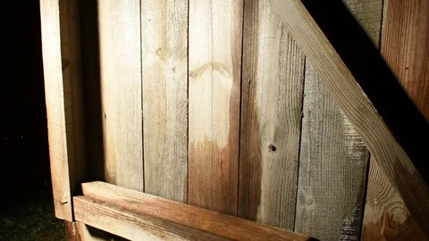 Rough wooden door opens Stock Footage 122009945