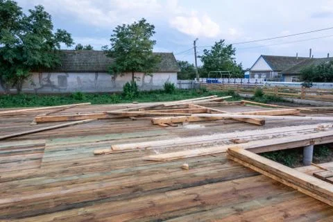Rough wooden floor Triangular A-frame House Foto stock