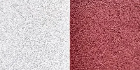 Roughcast plaster wall background painted half white and red Stockillustratie