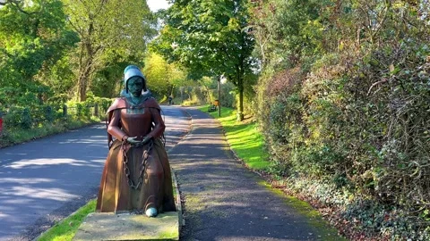 Roughlee, UK 2024 Oct 10: Statue of Alice Nutter hanged in 1612 Stock Footage 287831775