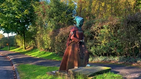 Roughlee, UK 2024 Oct 10: Statue of Alice Nutter hanged in 1612 Stock Footage 287831779