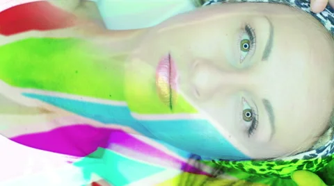 Roughly the girl's face with emerging patterns 스톡 동영상 54591543