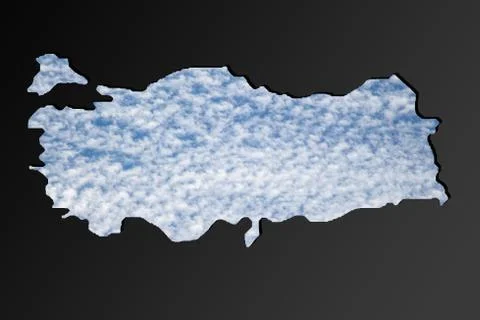 Roughly outlined map of Turkey with sky filling Foto stock