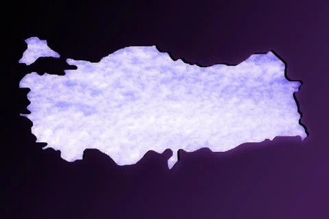 Roughly outlined map of Turkey with sky filling Foto stock