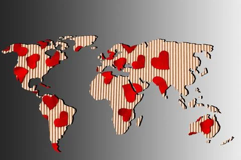 Roughly outlined world map with a gray background Stock Illustration