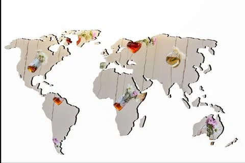 Roughly outlined world map with herbal tea Stock Illustration