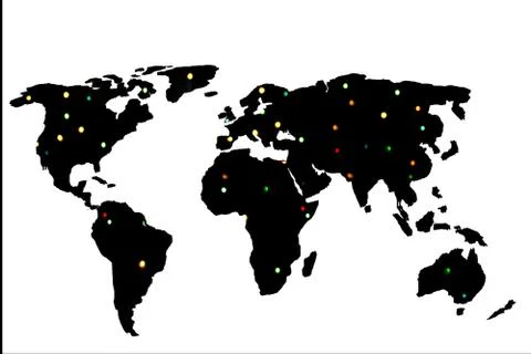 Roughly outlined world map with light  filling Stock Illustration