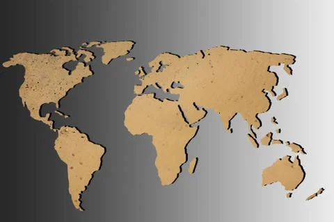 Roughly outlined world map with muddy water  filling Illustration