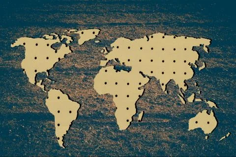 Roughly outlined world map with patterns fillings Stock Photos