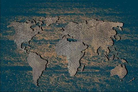 Roughly outlined world map with patterns fillings 스톡 사진