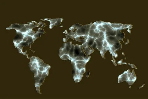 Roughly outlined world map with patterns fillings Stock Photos