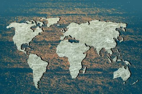 Roughly outlined world map with patterns fillings 스톡 사진