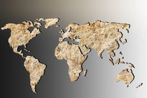 Roughly outlined world map with patterns fillings Stock Photos