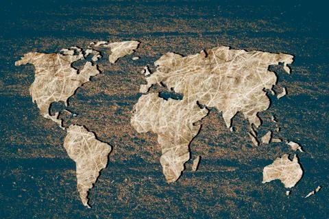 Roughly outlined world map with patterns fillings 스톡 사진