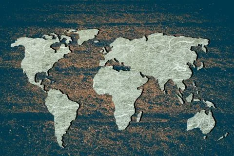 Roughly outlined world map with patterns fillings 스톡 사진