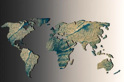 Roughly outlined world map with patterns fillings Stock Photos