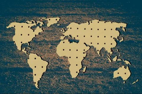 Roughly outlined world map with patterns fillings 스톡 사진