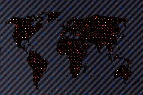 Roughly outlined world map. Poster of world, earth map.  Planet map with text Stock Illustration