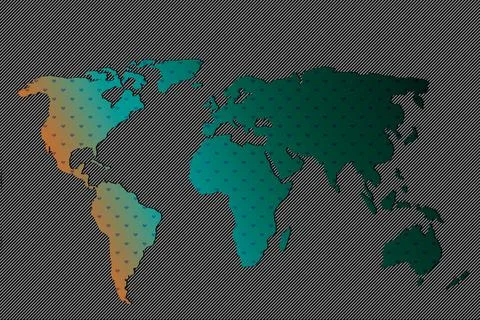 Roughly outlined world map. Poster of world, earth map.  Planet map with text Stock Illustration
