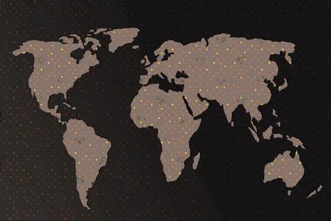 Roughly outlined world map. Poster of world, earth map.  Planet map with text Stock Illustration