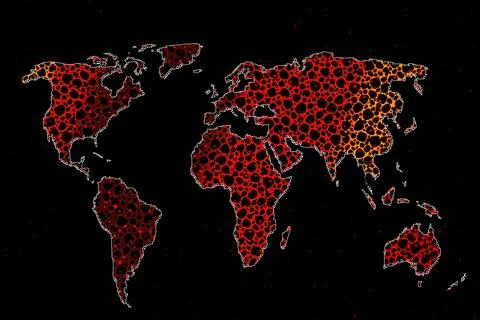 Roughly outlined world map. Poster of world, earth map.  Planet map with text Stock Illustration