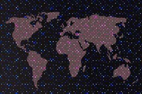 Roughly outlined world map. Poster of world, earth map.  Planet map with text Stock Illustration