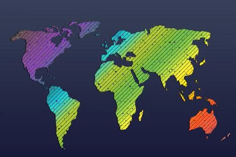Roughly outlined world map. Poster of world, earth map.  Planet map with text Stock Illustration