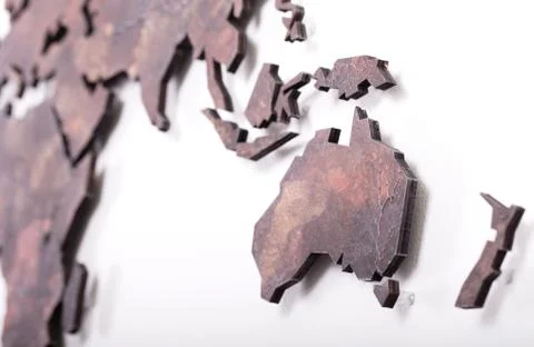 Roughly outlined world map, selective focus on the Australia Stock Photos