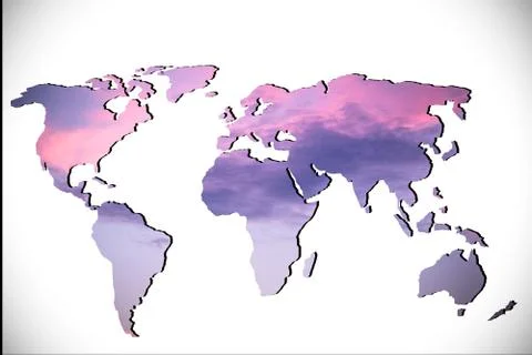 Roughly outlined world map with white background Foto stock