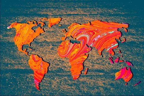 Roughly sketched out world map with colorful filling 스톡 일러스트