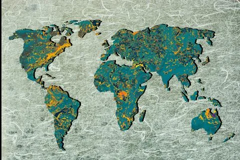 Roughly sketched out world map as global business concepts 스톡 일러스트