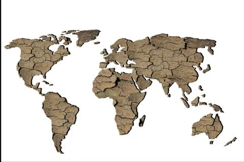 Roughly sketched out world map with wooden filling Foto stock