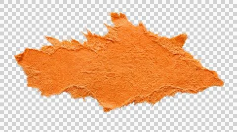 Roughly torn orange paper with textured edges, isolated on transparent back.. Stock Illustration