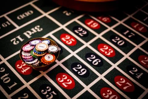 Roulette and chips Stock Photos