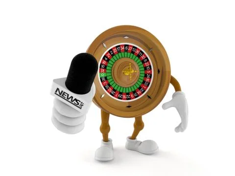 Roulette character holding interview microphone Illustrazione stock