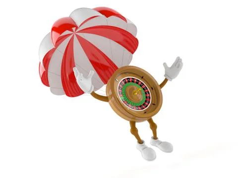 Roulette character with parachute Stockillustratie