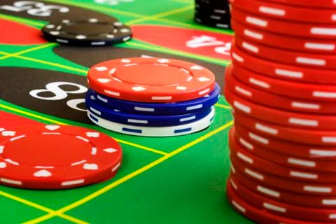 Roulette chips are down Stock Photos